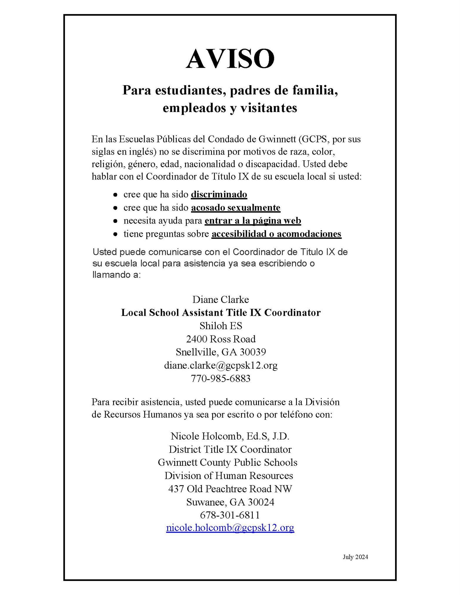 Title IX poster in Spanish with too much wording to place here